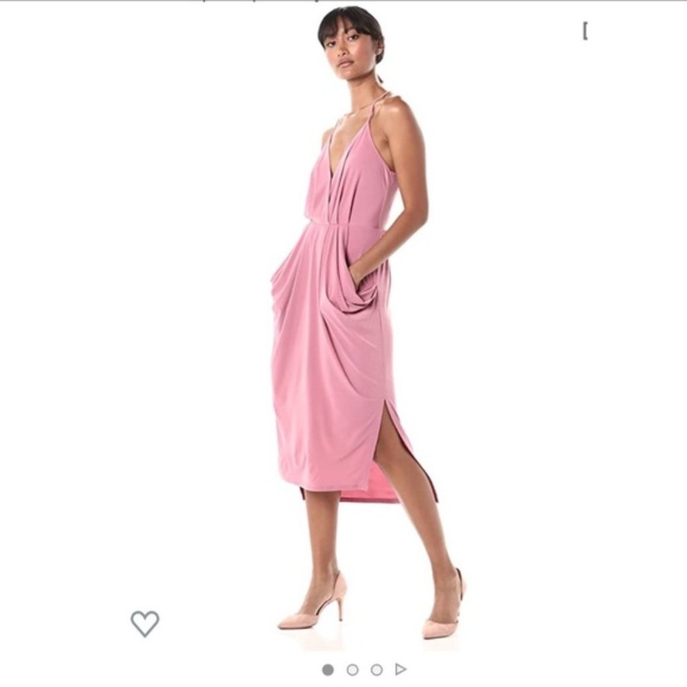 BCBG Draped Cocktail Dress in Heather Rose